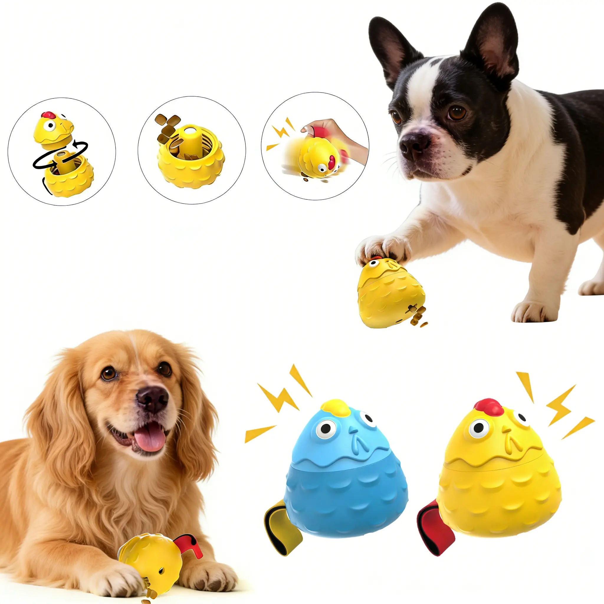 Kawiwi Interactive Squeaky Treat Dispenser, Natural Rubber Dog Enrichment Toys for IQ Training and Mental Stimulation, Slow Feeder Tough Toys Teeth Cleaning for Small Medium Large Dogs to Keep Them Busy,summerwins