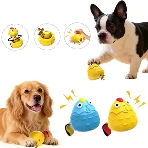 Interactive Squeaky Treat Dispenser, Natural Rubber Dog Enrichment Toys for IQ Training and Mental Stimulation, Slow Feeder Tough Toys Teeth Cleaning for Small Medium Large Dogs to Keep Them Busy