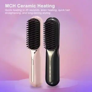 Type-C Rechargeable Wireless Hair Straightener Comb, Home Use Electric Hair Styler Iron, Portable Hair Curling Iron