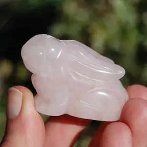 2in Rose Quartz Carved Crystal Rabbit