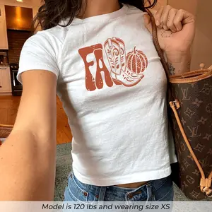 Western Fall Baby Tee, Cowgirl Boots Pumpkin Shirt, Cute Autumn Baby Tee, Country Style Graphic Tee, Retro Vintage 90s Crop Top