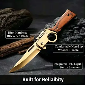 Portable pocket knife, suitable for camping, barbecuing, fishing and hiking. Equipped with a pocket clip and a safety lock. Suitable as a gift for Valentine's Day, Christmas and Halloween.