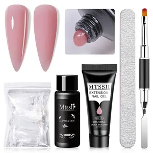 MTSSII Quick Extension Gel Nail Polish Set, 5pcs Finger Prolong Construct Hard Gel Semi Permanent Acrylic Extension Nail Art Varnish Kit, Poly Gel Polish Kit Polygel Nails Gel Extension Kit Nail Supplies Nail Equipment Nail Kit for Beginners Perfect Gift