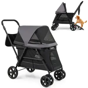 Dog Stroller for Medium Small Senior Elderly Dogs with Dual Entry