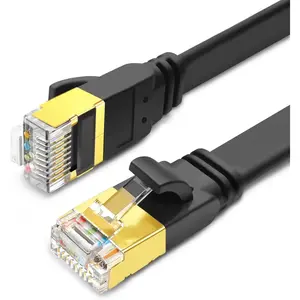 CAT8 Ethernet Cable 15ft, High Speed 40Gbps 2000MHz SFTP Flat Internet Network LAN Cable with Gold Plated RJ45 Connector for Router, Modem, PC,Switches,Hub,Laptop,Gaming,PS5/4 (Black, 15ft/5m)