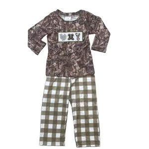 Boy Camo Outfit Hunting Clothing Set Boy Winter Outfit shoes Deer Embroideried