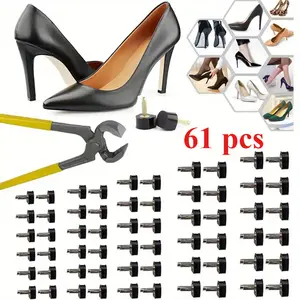 61 Pieces Women's High Black Heels Repair Kit, Including 60 Pcs (30 Pairs) of U-shaped Heel Replacement Parts and 1 Piece of 6-inch Pliers, 8/9/10/11/12mm, Perfect for Wedding Heels and Fashion Accessories, Textiles & Soft Furnishings
