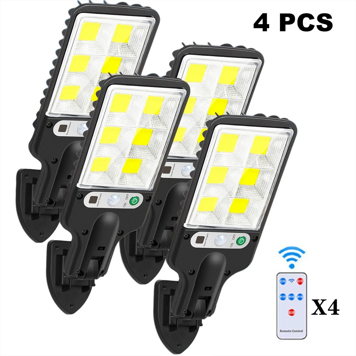 4 Pack Solar Outdoors Lights, Wireless Motion-Sensing LED Landscape Floodlights, Automatic Outdoor Lighting from Dusk to Dawn with IP65 Waterproof Rating, Wall-Mounted Lamps That are Easy to Install and Suitable for Terrace, Driveway and Garden Decor