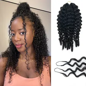 EonVerra 16-24inch Burmese Curly Feather Crochet Hair Human Hair For Braiding Crochet Hair Extensions for Knotless Braids Pre-Seperated 3 or 4 Bundles for Full Head 60g/PC