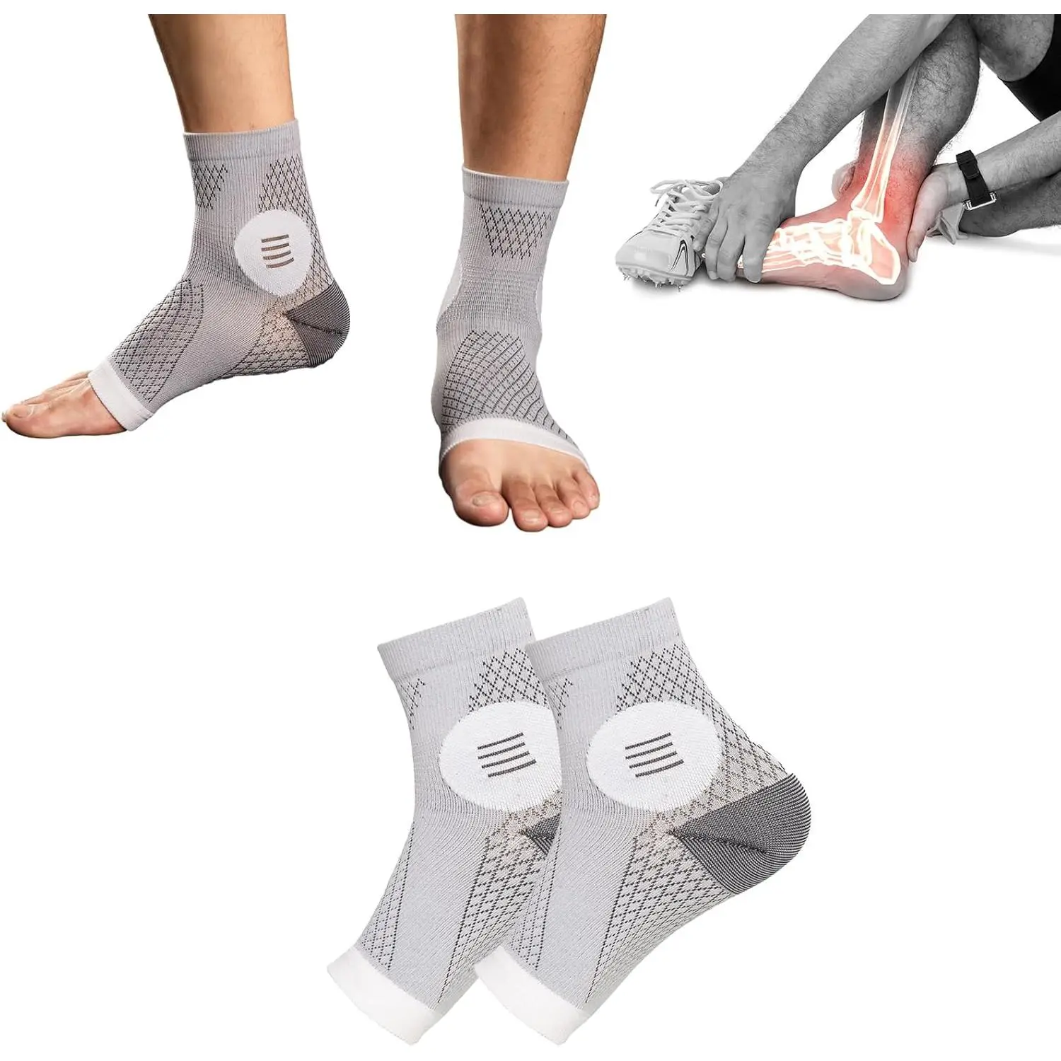 Neuropathy Socks for Men and Women, Plantar Fasciitis Socks, Soothe Pain Relief Socks for Neuropathy Pain, Soothe Relief Compression Socks for Plantar Fasciitis and Ankle Swelling (M, Gray)