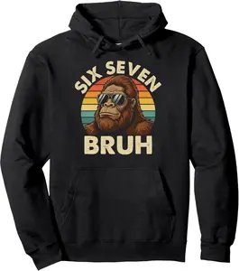 Funny 67 Bigfoot Vintage Six Seven Sasquatch Meme Graphic Pullover Hoodie YOUTH BOYS Hoodie Cotton Fabric