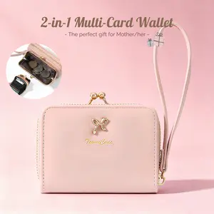 Women's RFID Blocking Wristlet Wallet - 2-in-1 Zip-Around with Coin Purse & Card Slots - Vegan Leather with Secure Clasp,Gift Ready,Mother's Day Gift,Cute Daily Short Wallet