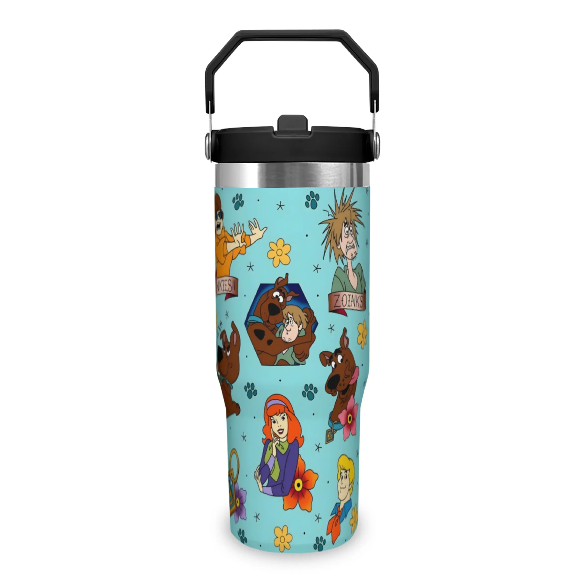Scooby Doo 30oz Portable Car Cup Insulated Travel Drinkware Leakproof Tumbler Coffee Tumbler Double Wall Leakproof Mug with Handle Hot Cold Drinks Vacuum Insulated Cup Water Bottles