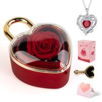 Real flowers jewelry box+mom necklace