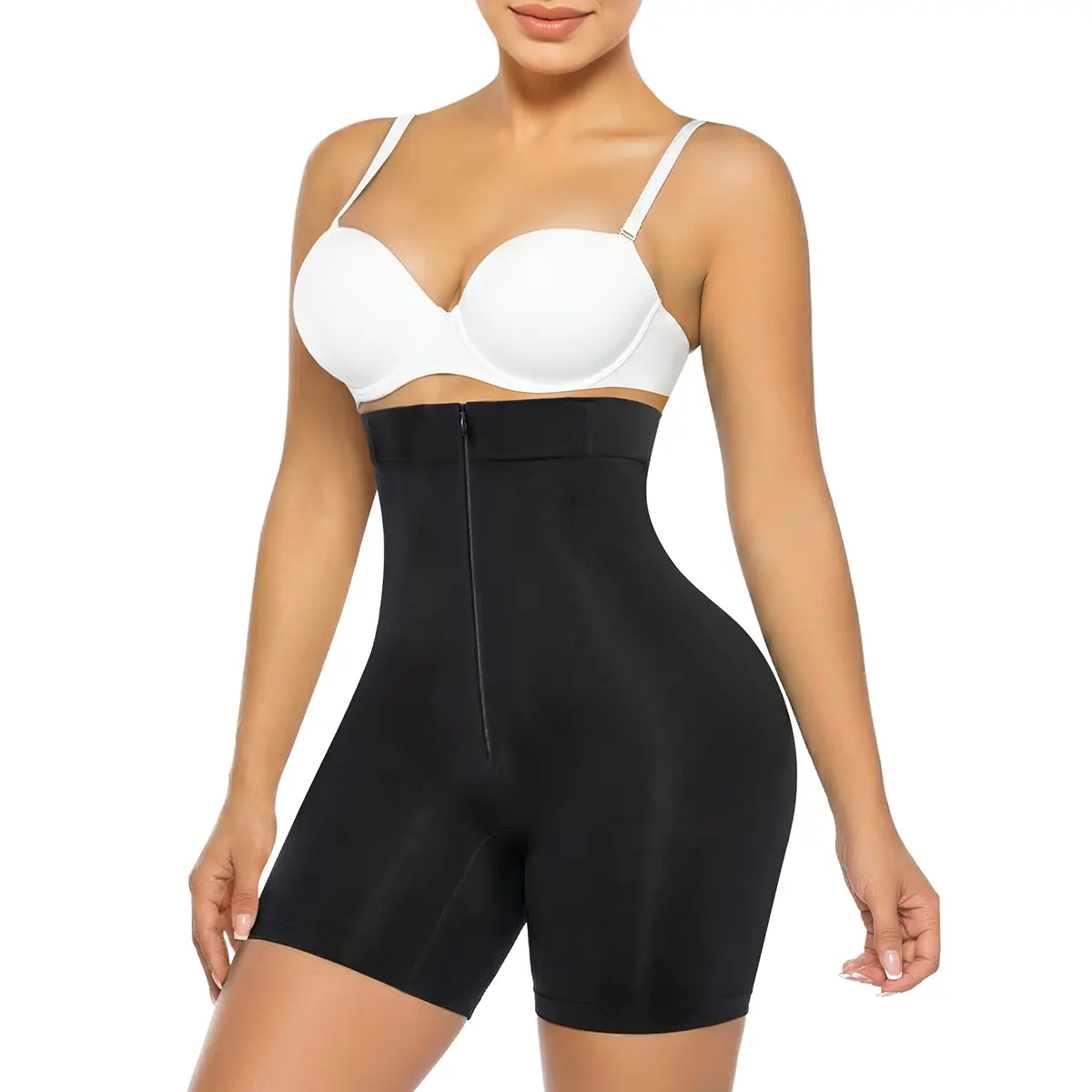 SHAPERX High-Waisted Shapewear for Women Tummy Control Zip-Up Easy-On Seamless Shorts Underwear SHAPERX High-Waisted Shapewear for Women Tummy Control Zip-Up Easy-On Seamless Shorts Underwear