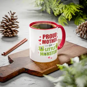 Proud Mother of Little Monsters Mug | Color Accent Ceramic Mug