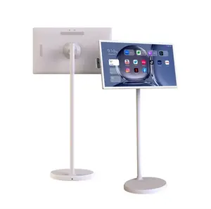 32 Inch Portable TV with Incell Touch Screen, 8GB RAM, 128GB Storage, 1080p Rotating TV on Wheels, Android OS, Built-in 6H Video Play Time, Google Play Support