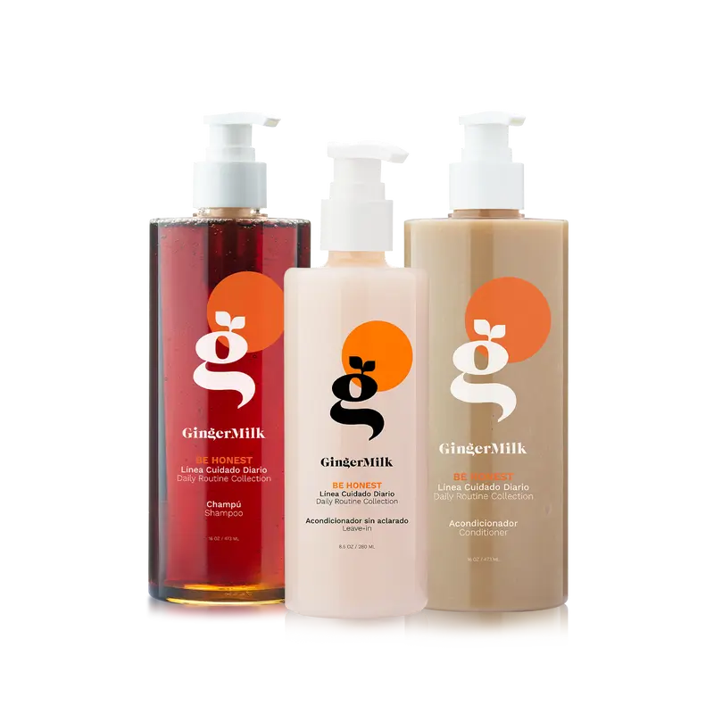 Be Honest Oily Hair Kit | Shampoo + Conditioner + Leave-In | Balancing & Hydrating Care for Oily Scalp & Combination Hair | Ginger Milk