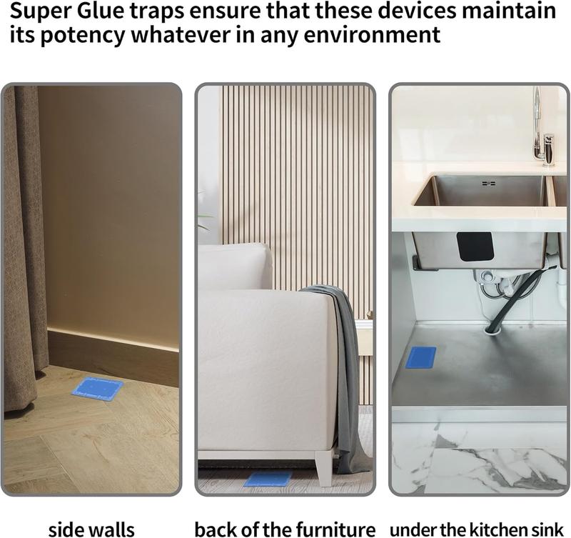 LULUCATCH Mouse & Insect Glue Traps 12 Pack Heavier Sticky Non-Toxic Glue for Small Mice & Insects Indoor Pest Control Pet Safe Easy Setup