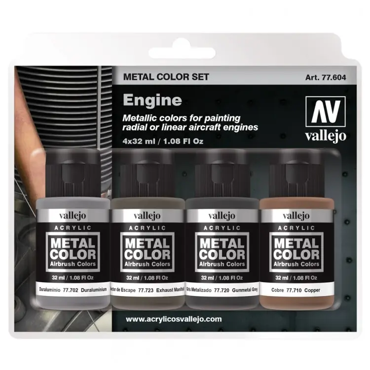Acrylicos Vallejo VJP77604 32 ml Model Color Metal - Engine - Pack of 4
