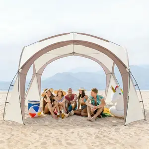 【Garden Beach Canopy Tent】 12 Person Large Pop Up Sun Shelter UPF50+ Waterproof Windproof Rainproof 210D Oxford Fabric Outdoor Camping Essentials & Accessories for Family Reunion Backyard Party Friends Gathering Memorial Day Birthday Gift