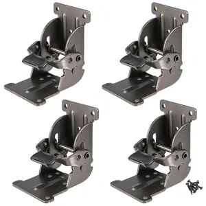 0-90-180 Degree Foldable Leg Hinge Support Bracket with Screws, Self Locking Folding Hinge for Table Leg, Workbench, 4 PCS