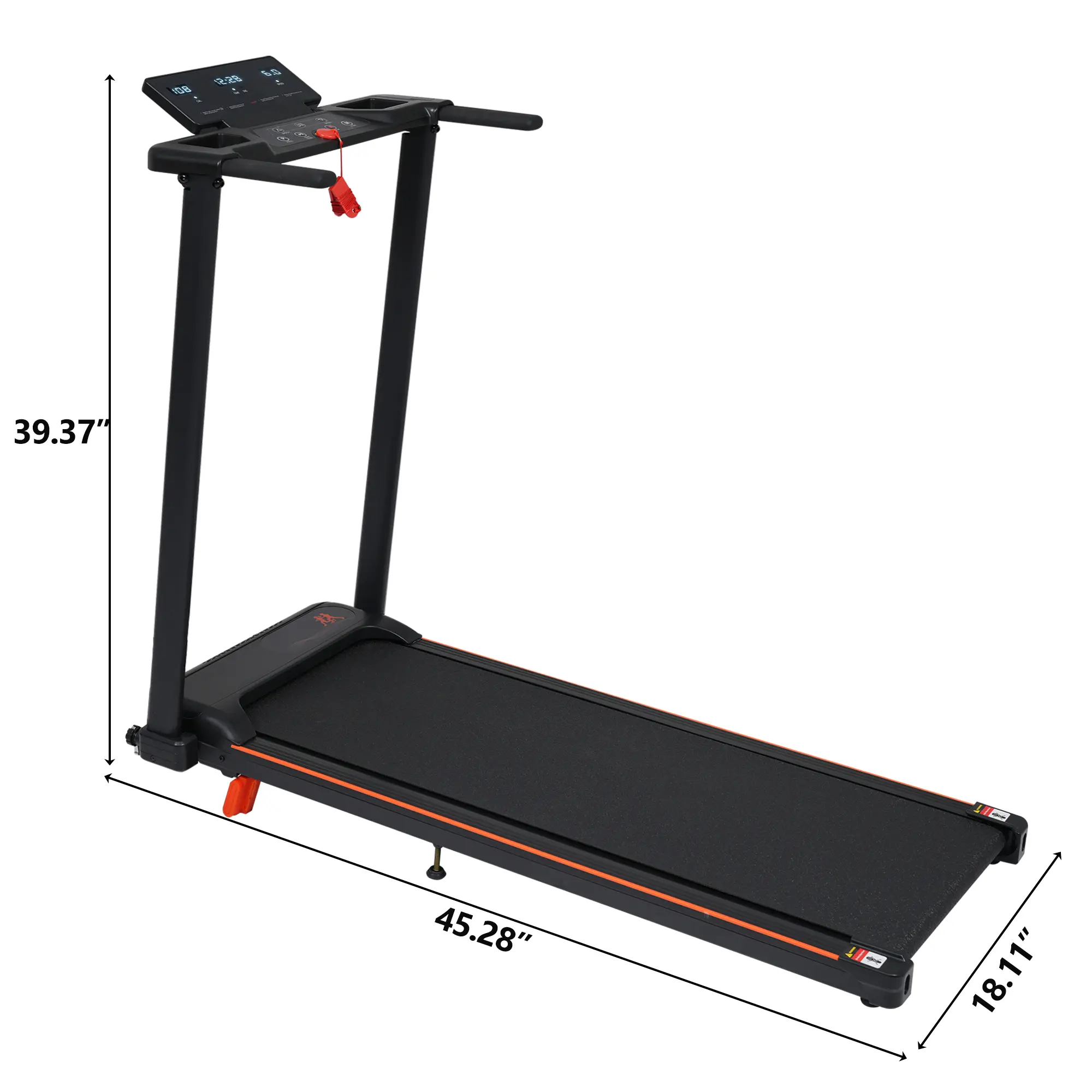 Treadmill with 8% Incline, Portable Treadmills for Home with Handle, Foldable Treadmills with 265 Lbs Capacity, 3.0HP Treadmill with 4 Adjustable Support Feet