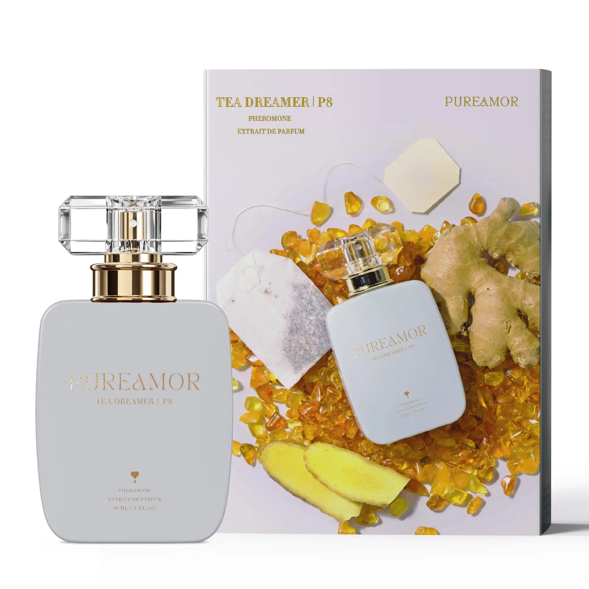 Tea Dreamer P8 Extrait de Parfum, Pheromone Infused Long Lasting Perfume with Amber, Green Tea & Citrus Notes, Natural Fragrance Spray for Women, 30ml, Single Item, 30 Ml Bottle, Ginger, Youth, Amber Tea
