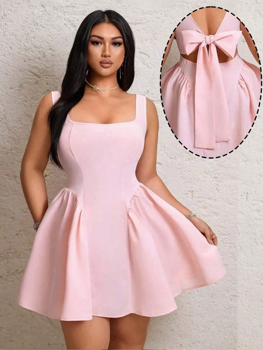ELIEEN Romantic Sweet Backless Sexy Bow Party Princess Dress, For Women