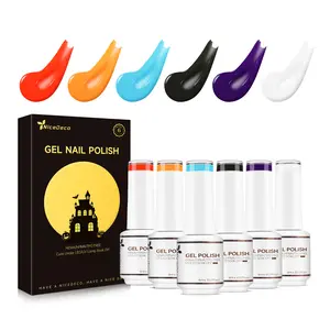 Nicedeco Hema Free Gel Nail Polish Cruelty Free Vegan Burnt Orange Black Blue White Gel Polish Set Halloween Nail Art Manicure