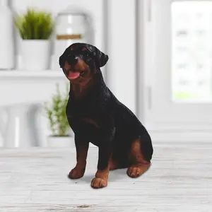 5.5"H Rottweiler Sitting Dog Statue Home Decoration Figurine