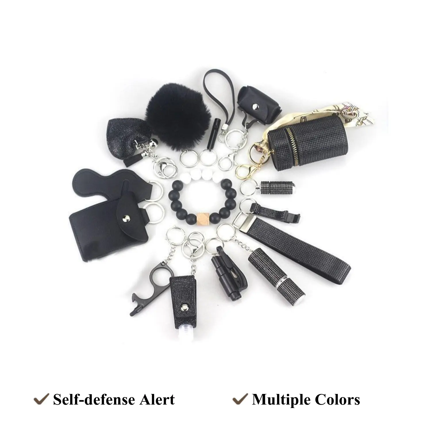 Diving Fabric Self-defense Alarm Keychain