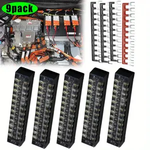 9PCS TB Series Double Row Screw Terminal Blocks - 15 600V Steel Wire Connectors Industrial Electrical Junction Box + 400V 15A 12 Positions Pre-Insulated Terminals Barrier Strip for Secure Connection