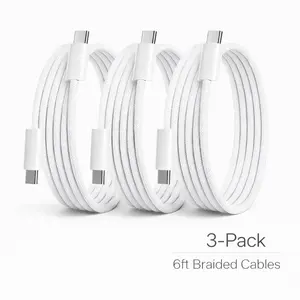 3-Pack 6FT 60W USB-C to USB-C Fast Charging Cable, Durable Nylon Braided Cord for iPhone 17/16/15 Pro/ Pro Max/ Air,iPad Pro Electronic Cellphone