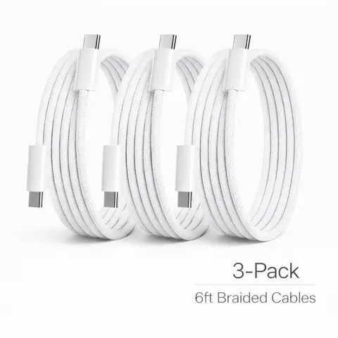 3-Pack 6FT 60W USB-C to USB-C Fast Charging Cable, Durable Nylon Braided Cord for iPhone 18/17/16/15 Pro/ Pro Max/ Air,iPad Pro Electronic Cellphone Smartphone