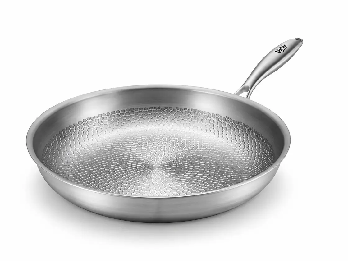 12" Pure Titanium Nonstick Pro Frying Pan - Uncoated Hammered Design, PFOA/PFAS/PTFE-Free, Induction & Oven-Safe, All Cooktop Compatible Kitchen Cookware for Fajitas
