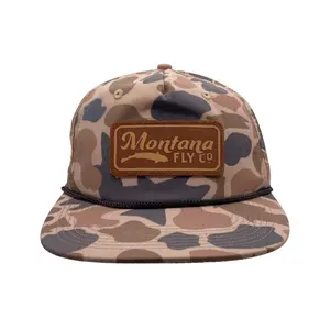 MFC Flatbill Snapback - Trout Camo Tan Retro Leather Logo