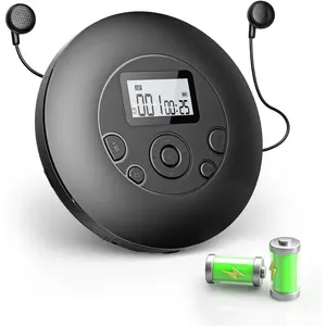 Portable CD Player for  & -Rechargeable Discman CD Player with Anti-Skip, Large Backlit Screen, AUX  and Headphones, Supports CD/MP3/WMA/TF Card