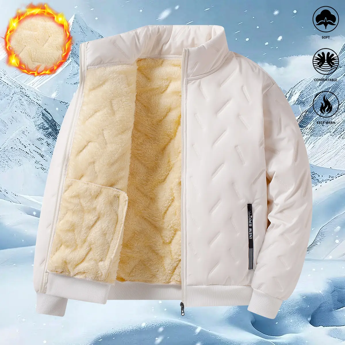 JOGWAVE women’s fleece jacket, solid color design, fleece lining, thick and warm, suitable for outdoor sports, commuting, and everyday wear; women’s jackets, women’s cotton clothing, women’s outerwear, women’s apparel