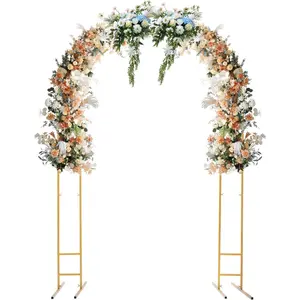7.2ft Gold Arch Backdrop Stand, Wedding Arch Metal Flower Holder with Double-Tube Design,Metal Garden Arbor Wedding Balloon Arch Stand for Indoor Outdoor Party Baby Shower Decoration Banners Ornaments