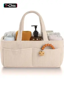 Baby Diaper Changing Table Storage Basket, Fashion Baby Care Travel Organizer, Newborn Essential, Car Diaper Holder, Travel Diaper Tote, Corduroy Material