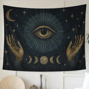 Mystic The All-seeing Eye Tapestry with Moon Phases – Celestial Wall Art, Occult Third Eye Decor, Dark Astrology Tapestry, Witchy Decoration Items Boho Shabby Chic