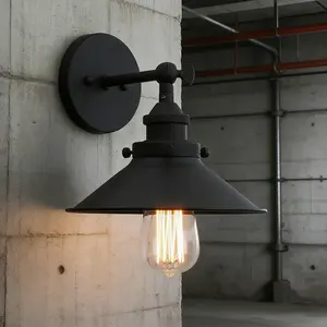 American Industrial Style Wall Lamp, E27 Bulb Hard Wired, Vintage Iron Art, Decorative Lighting for Balcony Hallway Porch Cafe Restaurant Studio