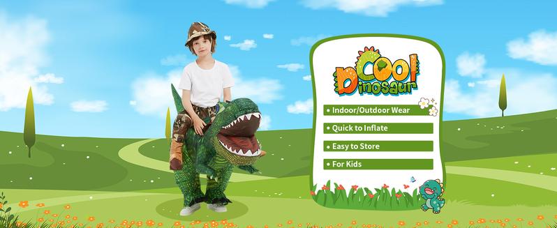 GOOSH Inflatable Dinosaur Costume Halloween Blow up Costumes Riding Diplodocus Air Costume for Party