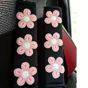 Flower Decor Car Seat Belt Cover, 2 Counts Car Seat Belt Shoulder Pad, Universal Car Interior Accessories, Car Interior Decoration