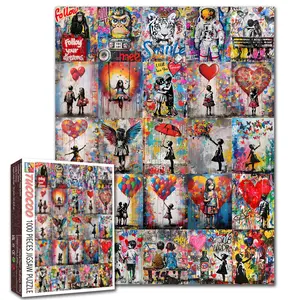 Tucocoo Colorful Street Graffiti Collage 1000 Pieces Jigsaw Puzzle Urban Pop Art Balloon Love Heart Animal Wall Mural Artwork for Adults, Family Game Night, Stress Relief, Brain Challenge, Wall Decor Gift, 27.5x20inch(70x50cm)