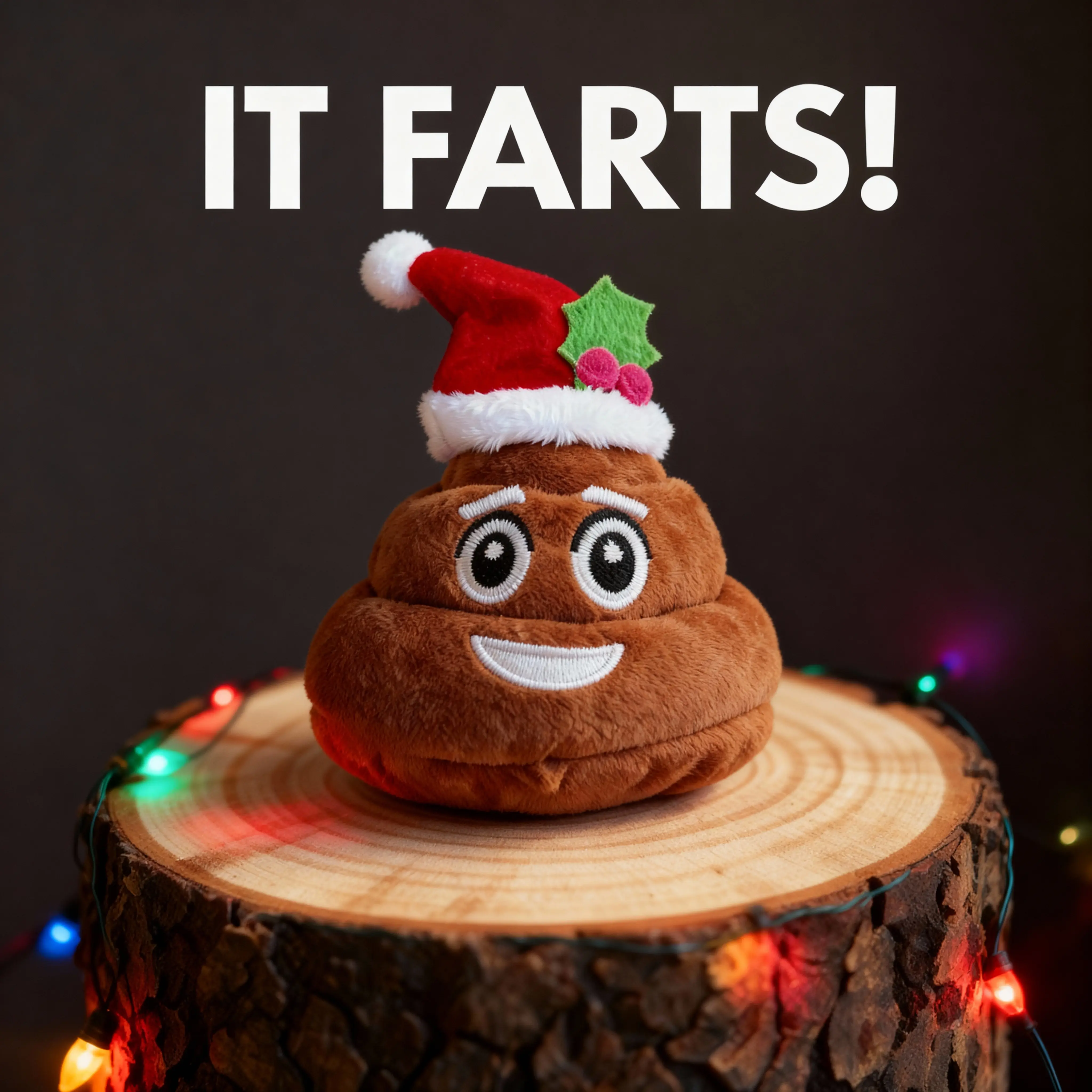 Funny Plush Poop Toy with Fart Sounds (SANTA) - Hilarious as Gifts for Teen Boys or Office Prank - Great As Poop Dog Toy with Long Lasting Build - Use as Fart Prank or Interactive Gag Gifts