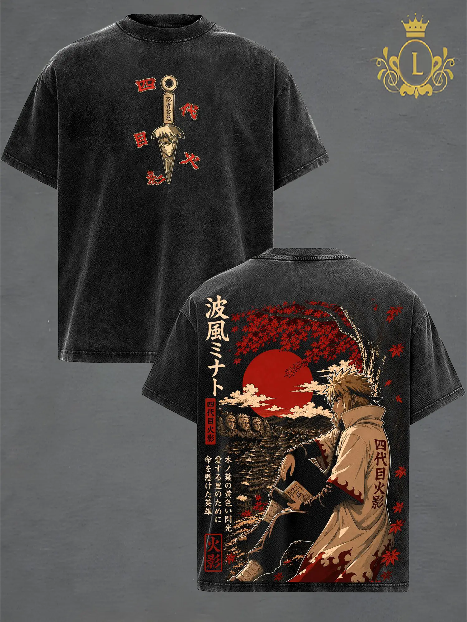 Minato Namikaze Naruto Vintage Washed Graphic T Shirt - Heavyweight 260 GSM Cotton Tee, Oversized Anime Streetwear Shirt, Gift for Naruto Fans Men Women