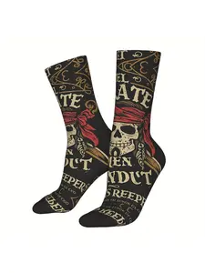 Men'S Socks with a Pirate Design Men's Mid-Calf Socks