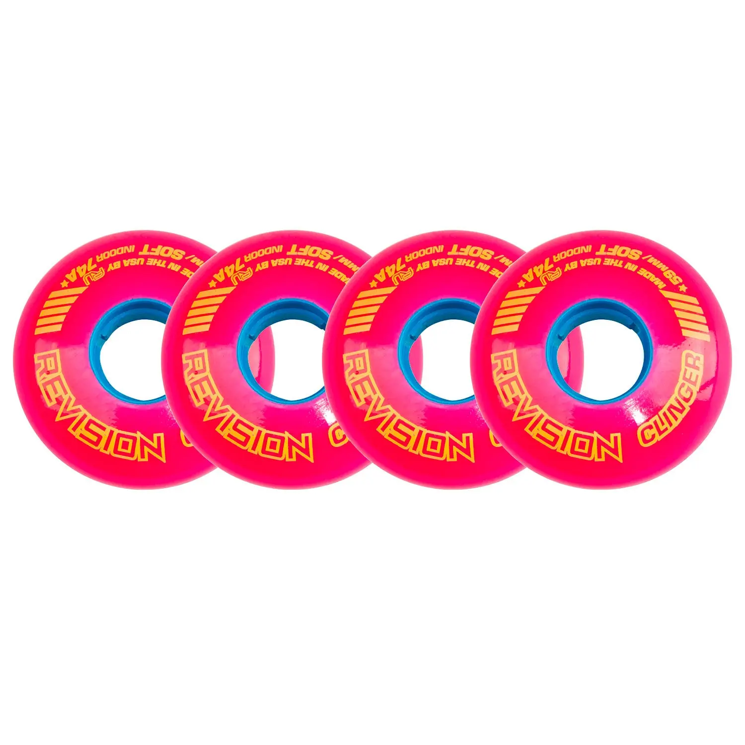 Revision Roller Hockey Wheels Indoor 59mm Clinger 74A Pink 4-Pack